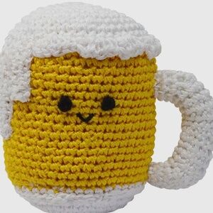 Knit Knacks Mugsy the Beer Mug Organic Cotton Small Dog Toy